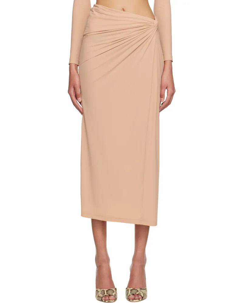 ATLEIN Beige Knotted Maxi Skirt C0465