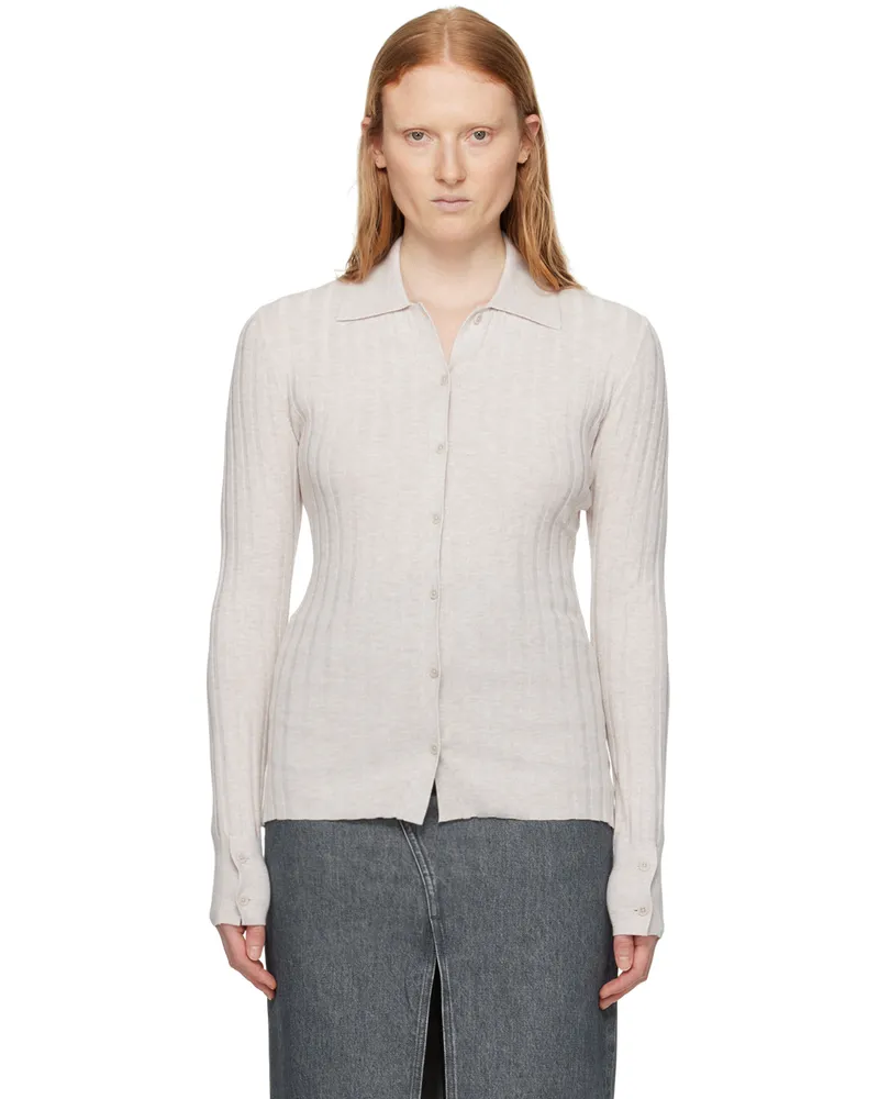 Filippa K Off-White Spread Collar Cardigan 9983