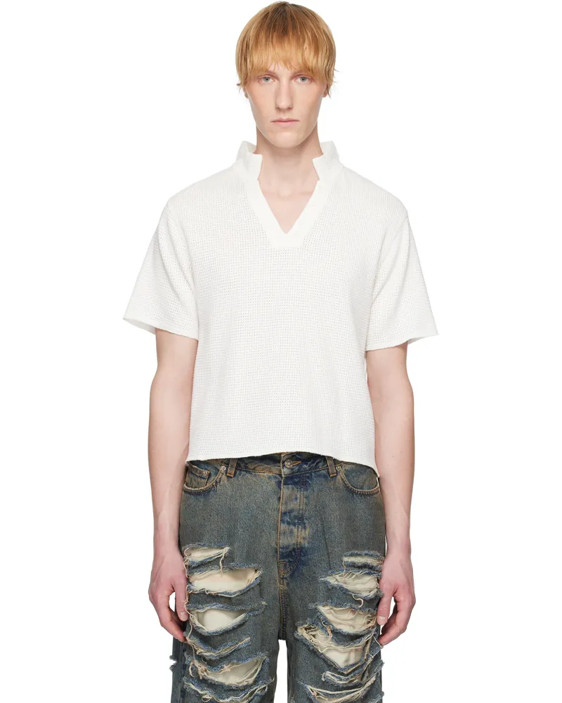 FourTwoFour on Fairfax White Jersey Thermal Polo Salt