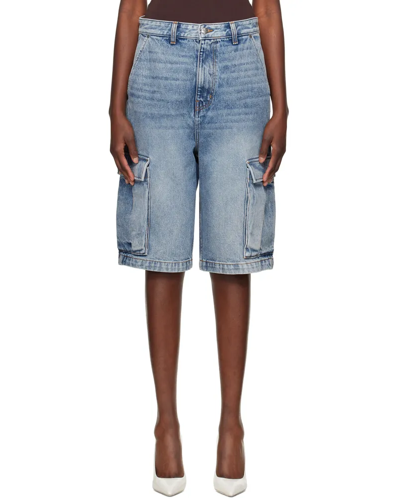 RHUDE Blue Baggy Denim Cargo Shorts 3006