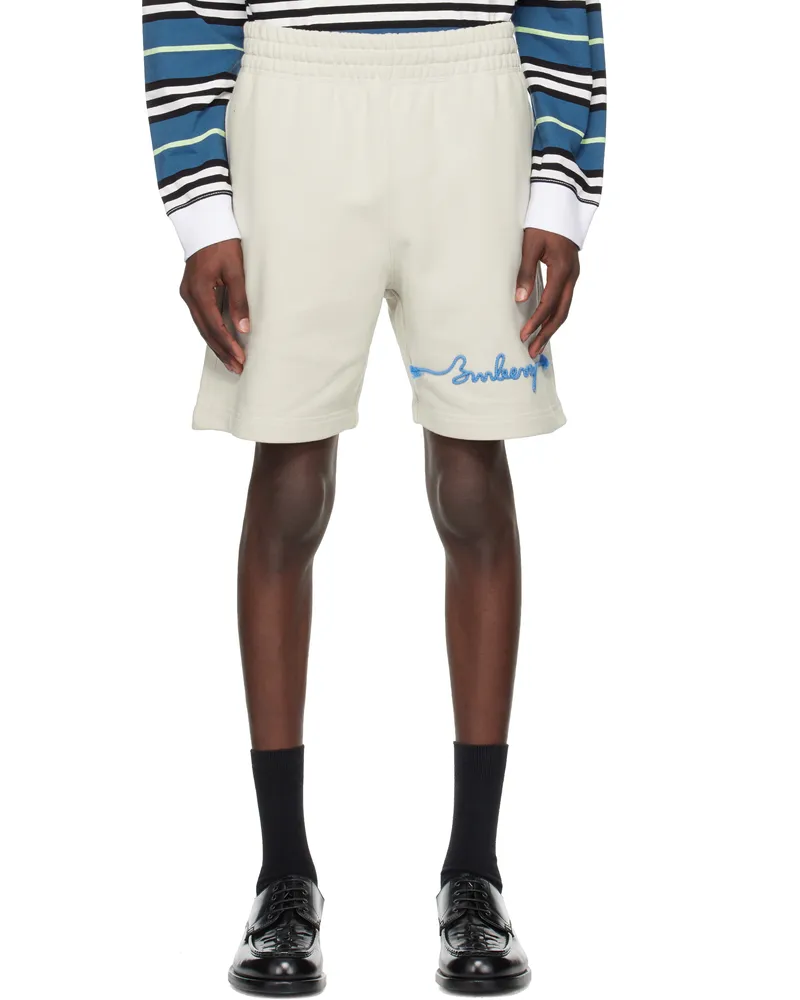 Burberry Off-White Knot Logo Cotton Shorts Sail