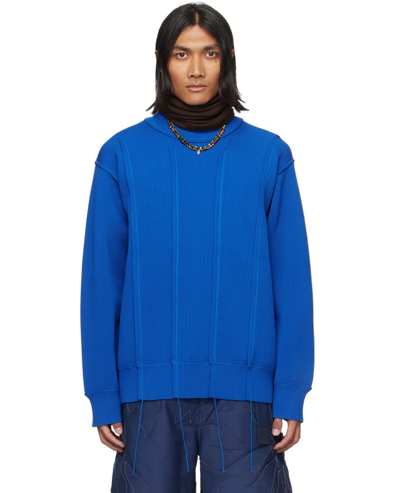 Sacai Blue Pinched Seam Sweater 401