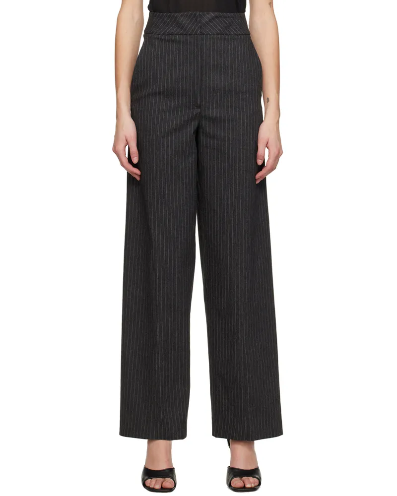 Elleme Gray Curved Stitched Trousers Grey