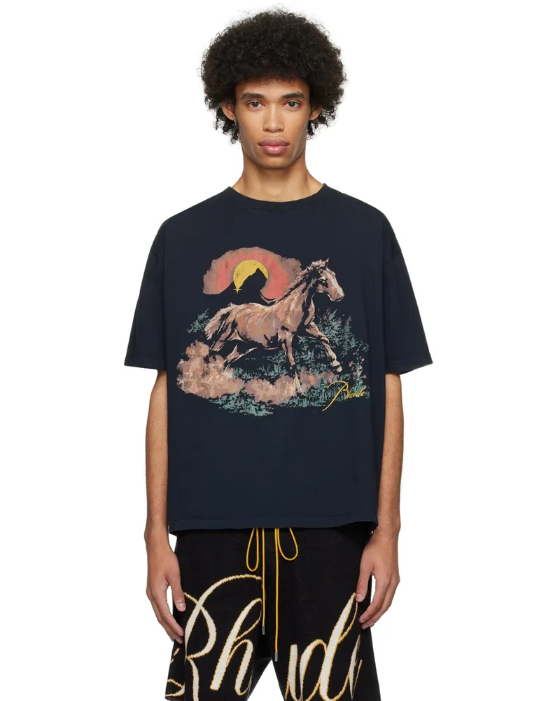 RHUDE Black Santo T-Shirt Vtg