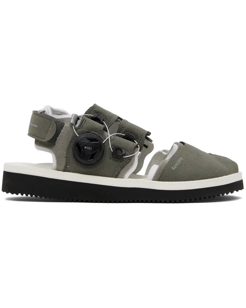 SUICOKE Gray & White HAKU-ab Sandals Gray