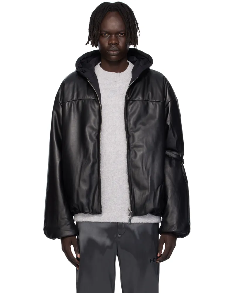 Heliot Emil Black Paralax Reversible Leather Jacket Leather