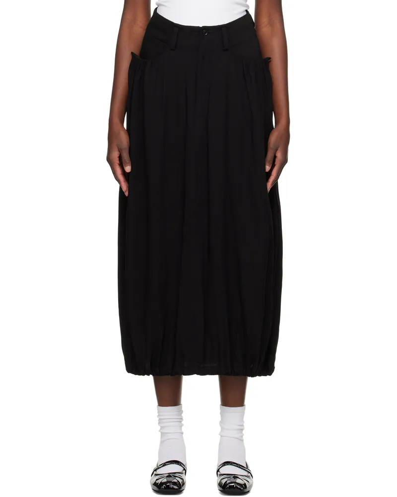 Yohji Yamamoto Black Combination Denim Maxi Skirt 1