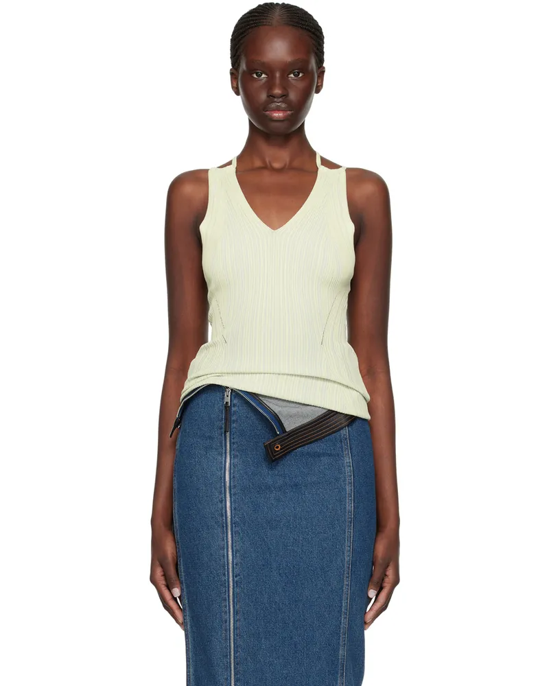 Paris Georgia Green & Blue Criss-Cross Tank Top Cloud