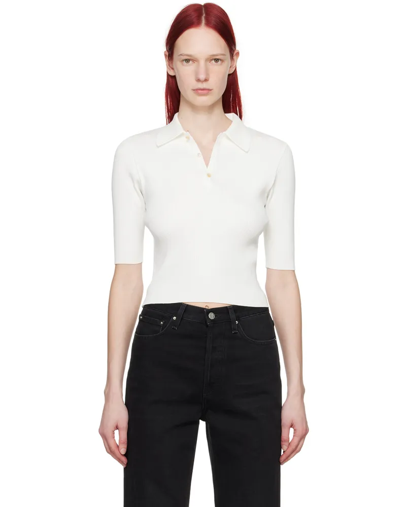 AURALEE White Rib Polo White