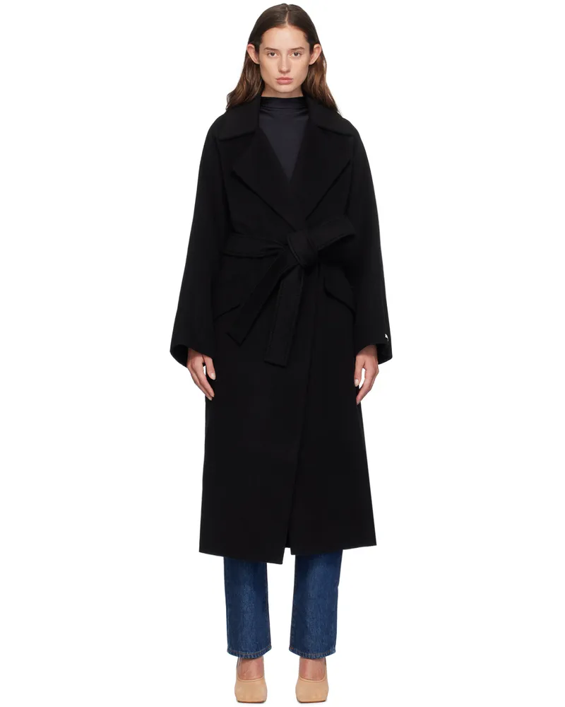 SPORTMAX Black Virgin Wool & Cashmere Coat 004