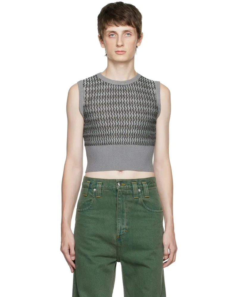 Eckhaus Latta Gray Ribbed Vest Smokey