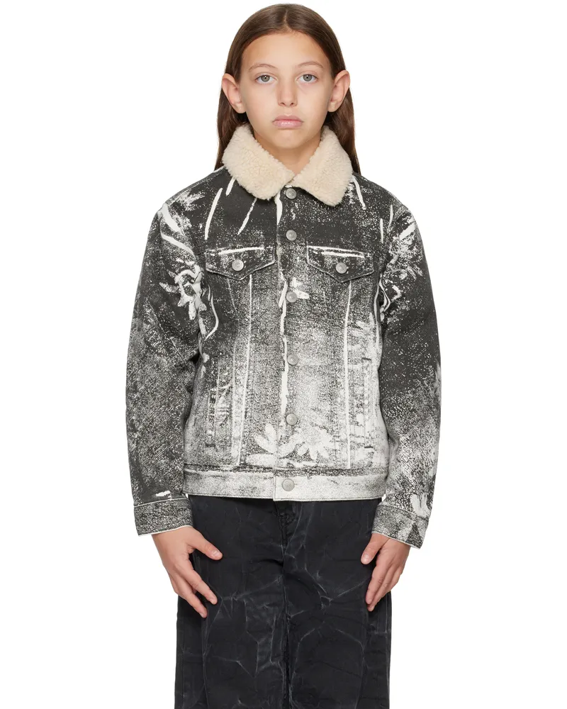 Maison Margiela Kids Black & White Printed Denim Jacket M6101