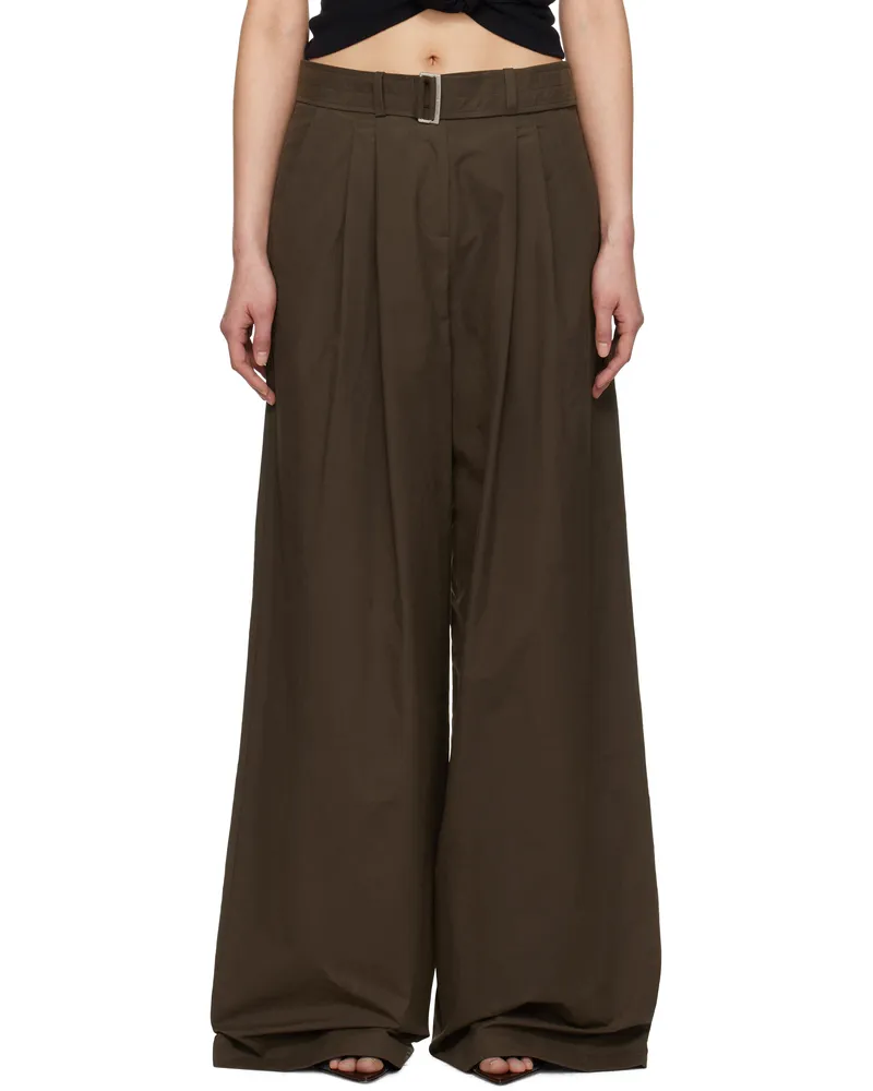 Magda Butrym Brown Belted Relaxed Cotton Trousers Brown