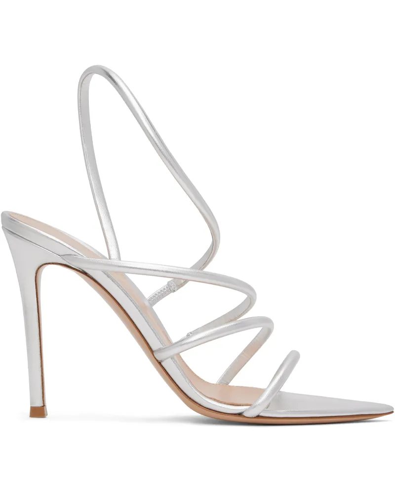 Gianvito Rossi Silver Ettie Heeled Sandals Silver