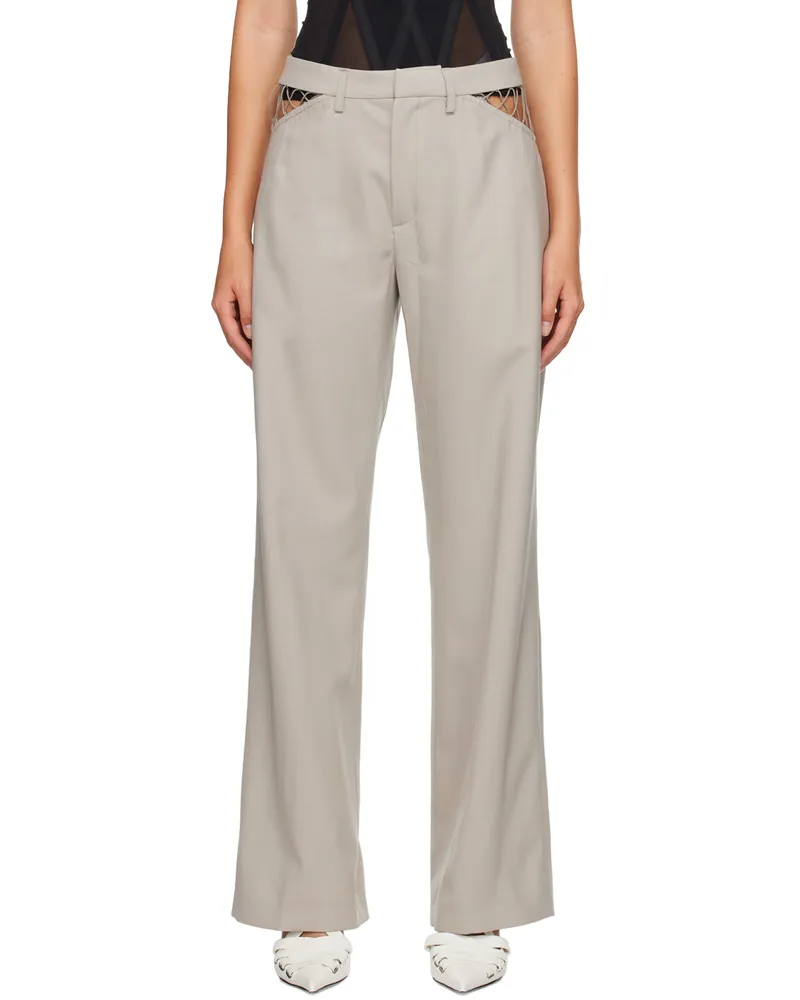Dion Lee Taupe Lace Trousers Alloy