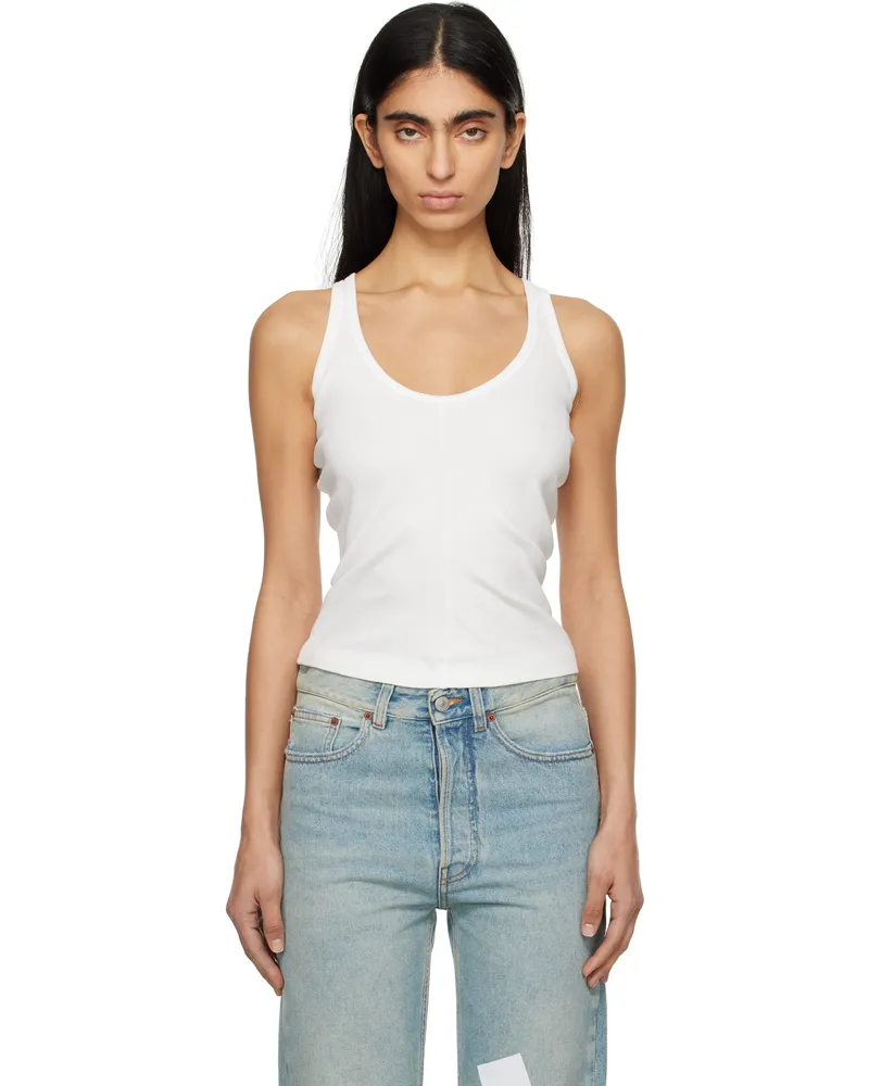 Maison Margiela White Cotton Ribbed Tank Top 101