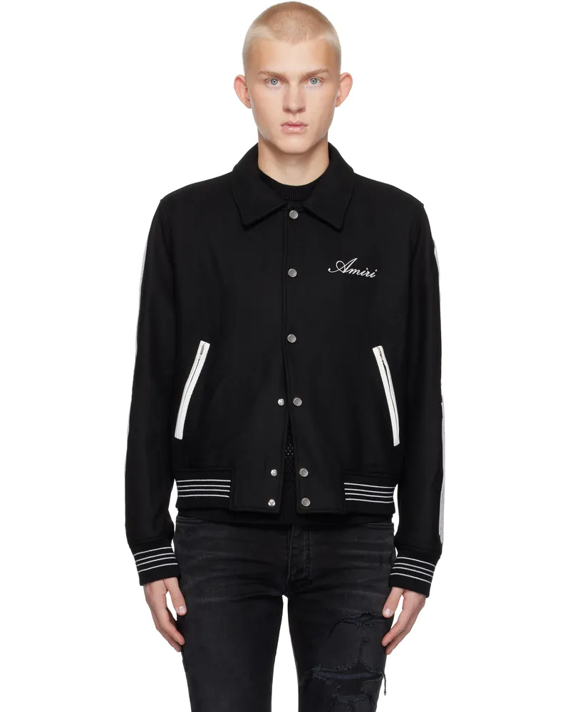 Amiri Black Bones Bomber Jacket Black