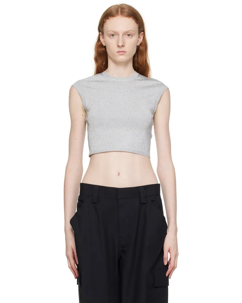 Alexander Wang Silver Cropped T-Shirt 046