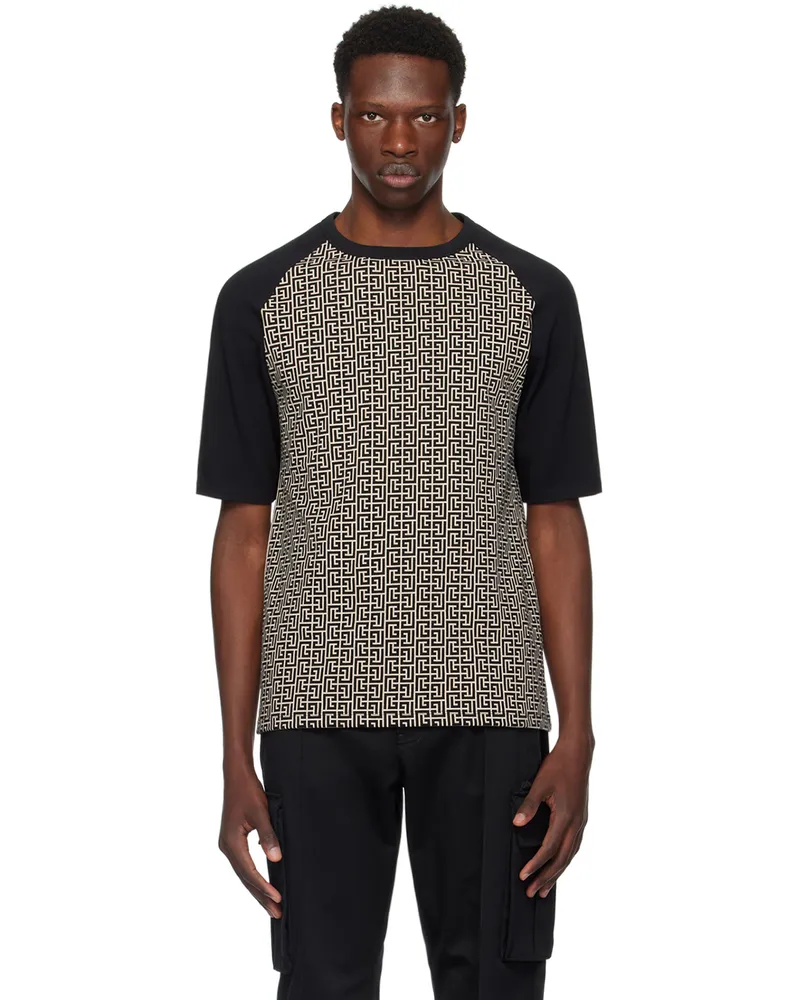 Balmain Black Monogram T-Shirt Gfe