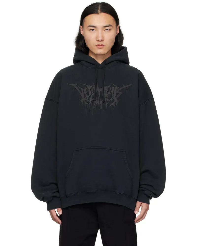 VETEMENTS Black Drip Metal Oversized Hoodie Black
