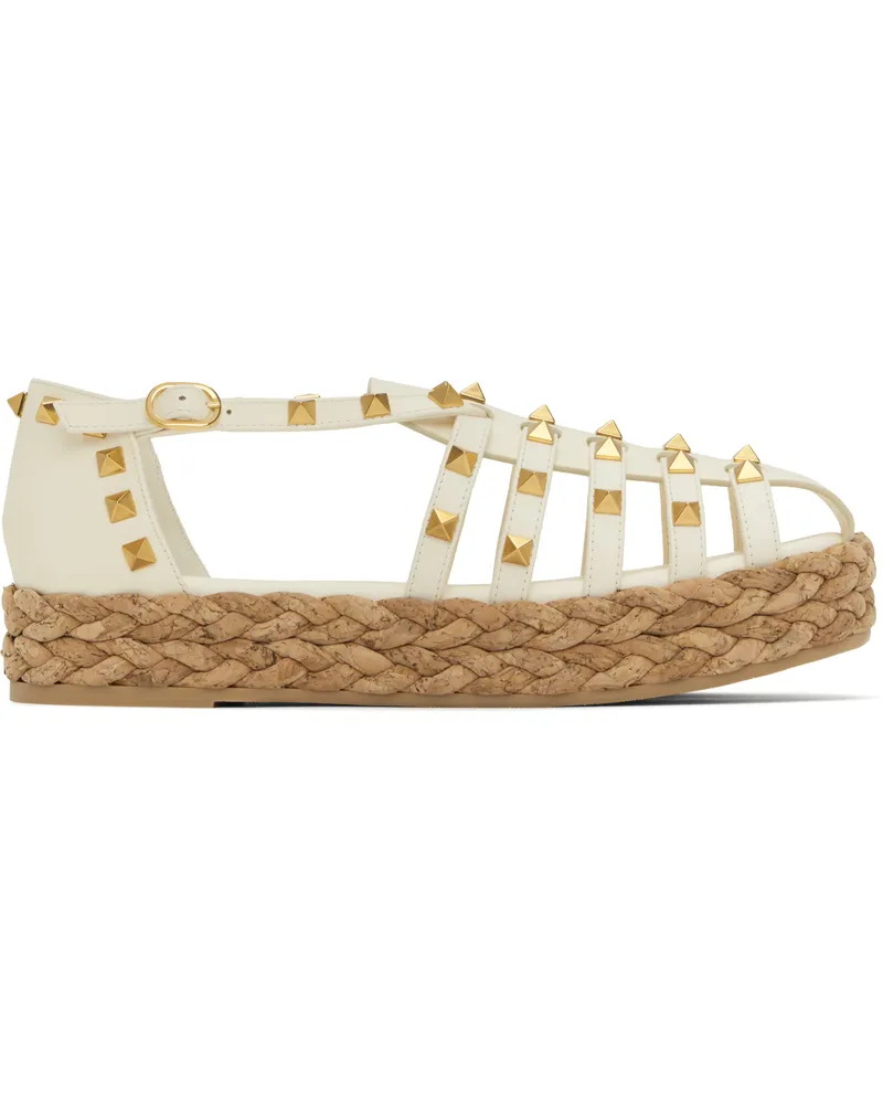 Valentino Garavani White Rockstud Cork Sandals Yk7