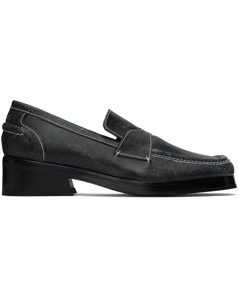 Eckhaus Latta Black Stitched Loafers Black