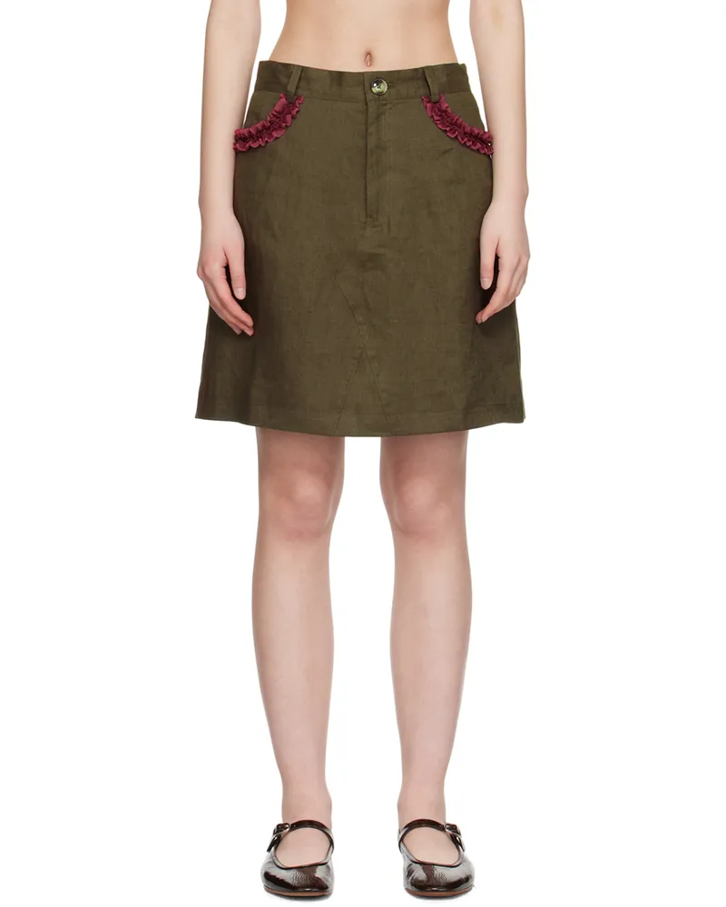 Caro Editions Khaki Nunu Midi Skirt Olive