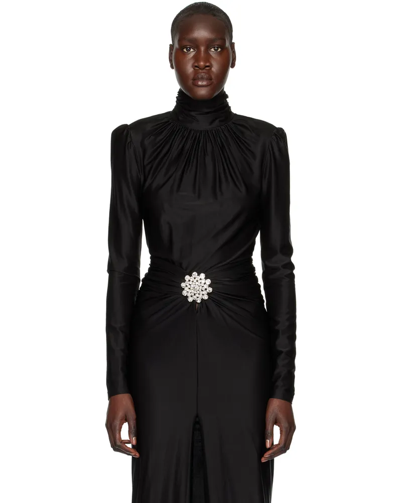 Paco Rabanne Black Crystal-Cut Button Blouse P001