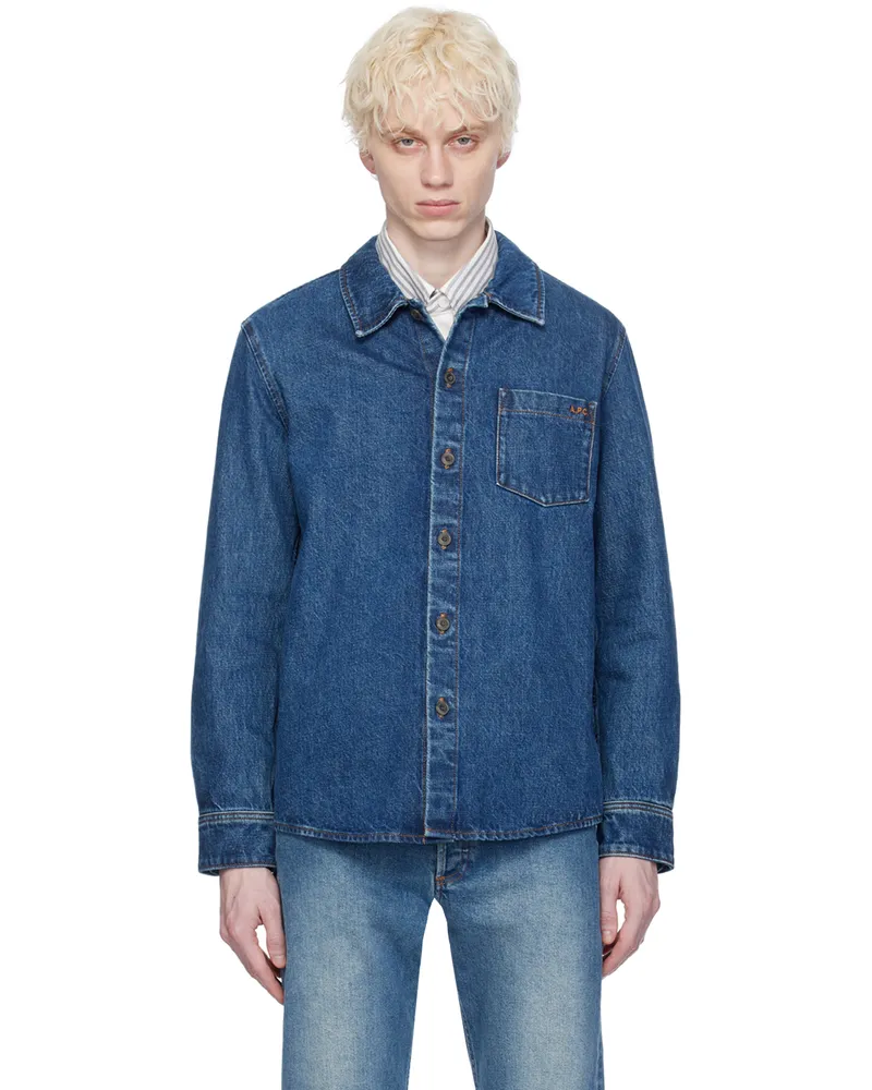 A.P.C. Blue Vittorio Brodée Poitrine Denim Shirt Ial