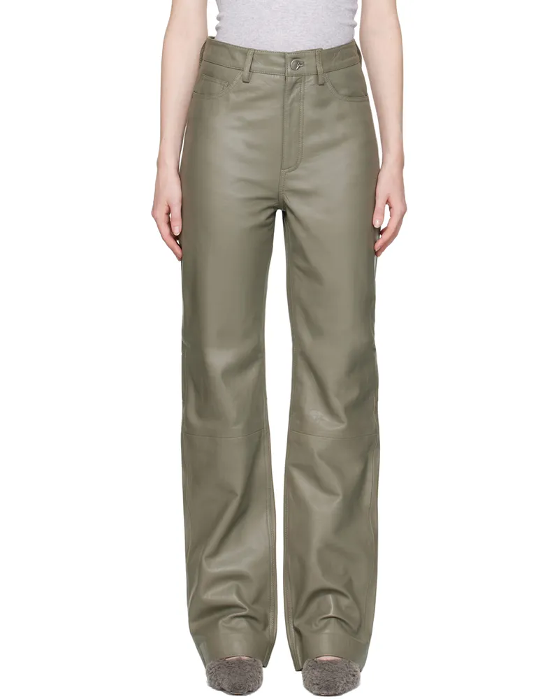 ROTATE Birger Christensen Taupe Lynn Leather Trousers 18-1110