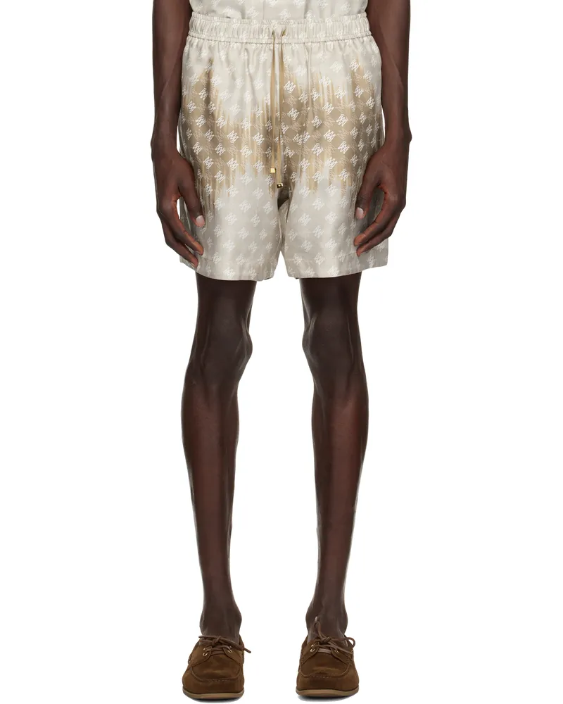 Amiri Brown MA Quad Bleached Shorts Camel