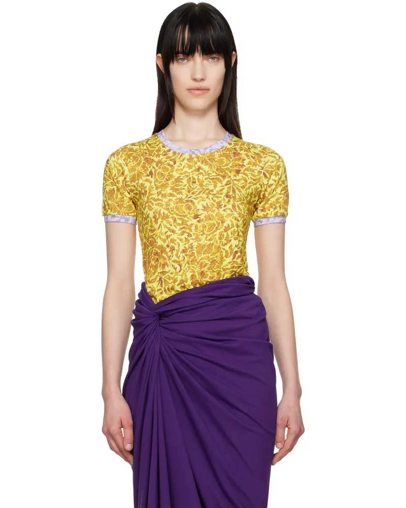 Dries van Noten Yellow & Purple Printed Contrast T-shirt 201