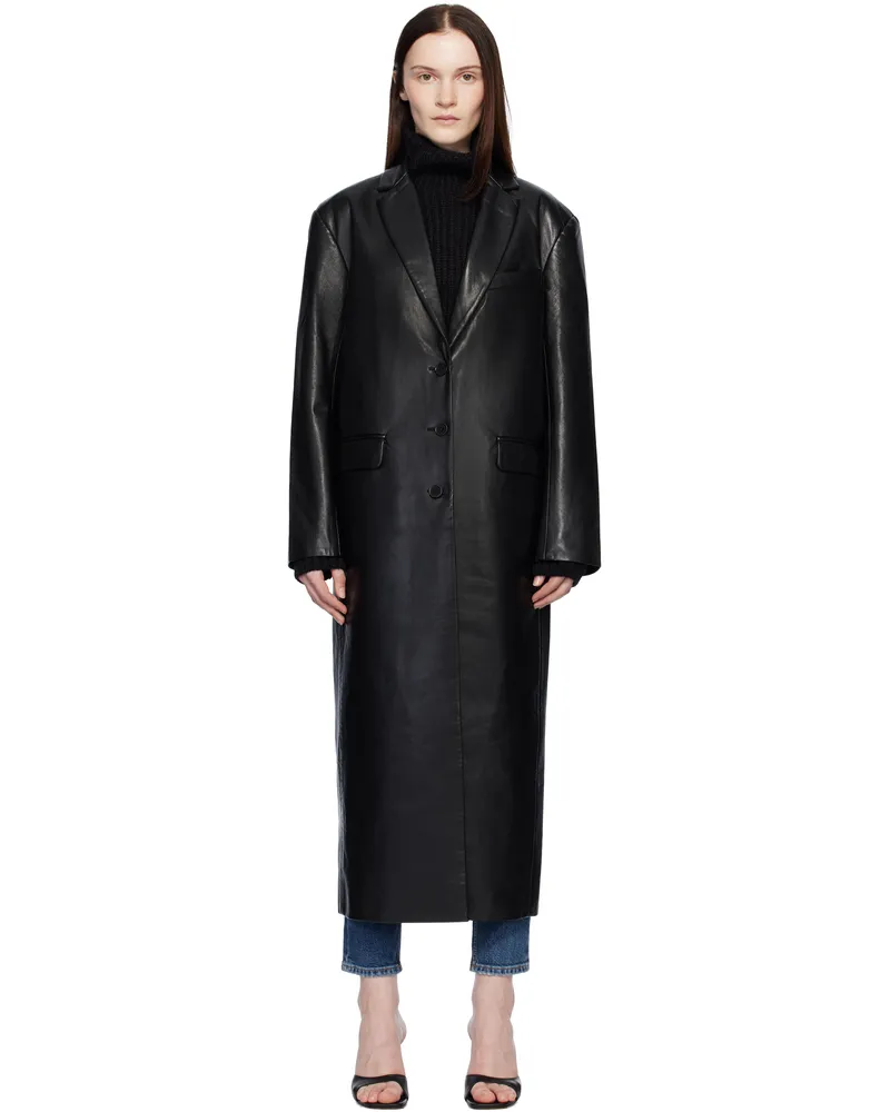 Anine Bing Black Quinn Leather Coat Black