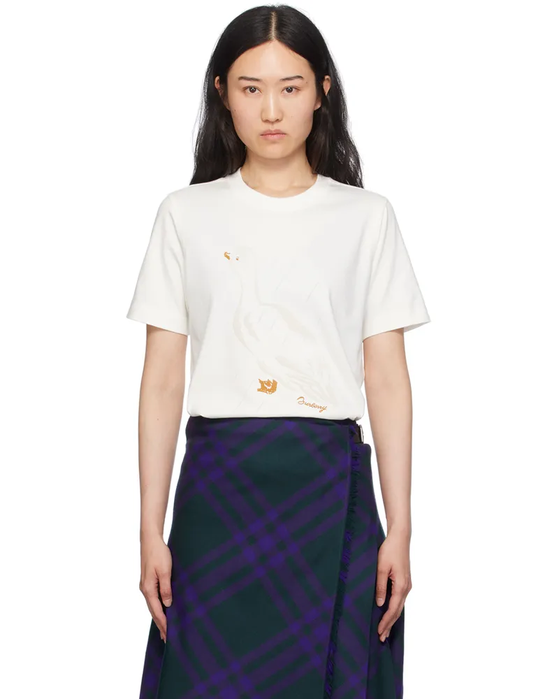 Burberry White Duck Cotton T-Shirt B8764