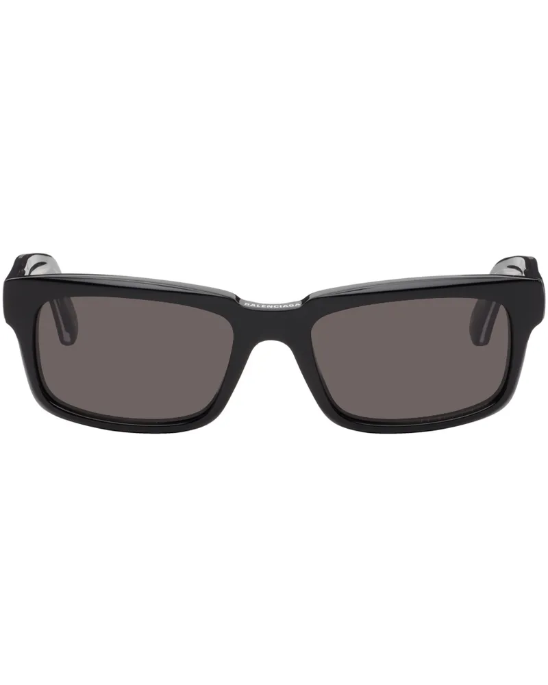 Balenciaga Black Rectangular Sunglasses Black-black-grey