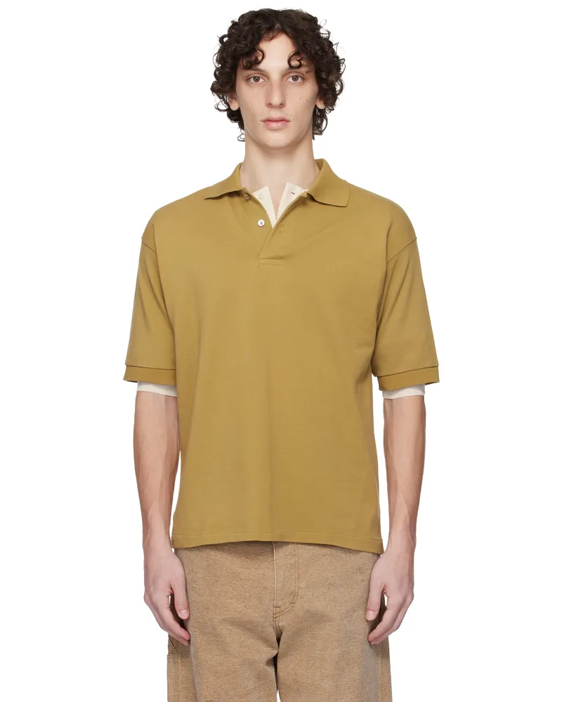 AURALEE Khaki Pima Cotton Heavy Pique Polo Khaki