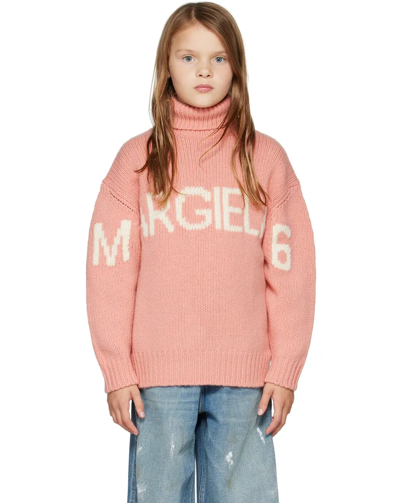 Maison Margiela Kids Pink Intarsia Turtleneck M6302