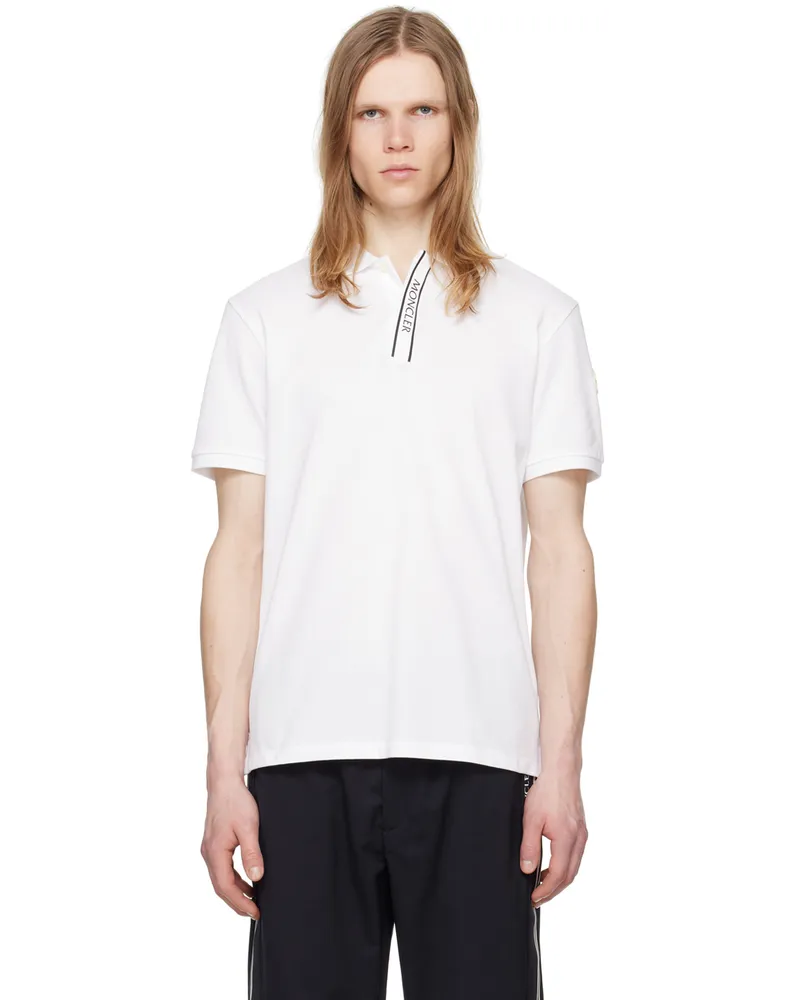Moncler White Printed Polo