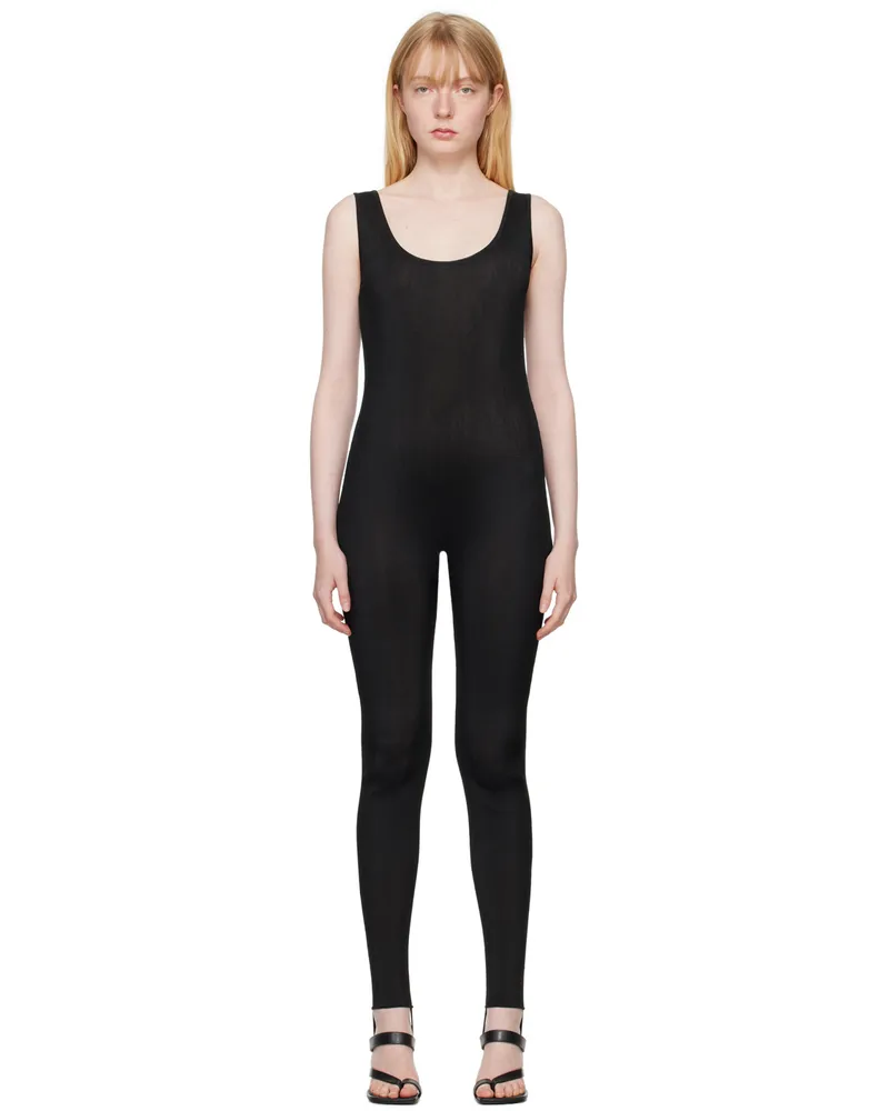 RECTO Black Stirrup Bodysuit Black