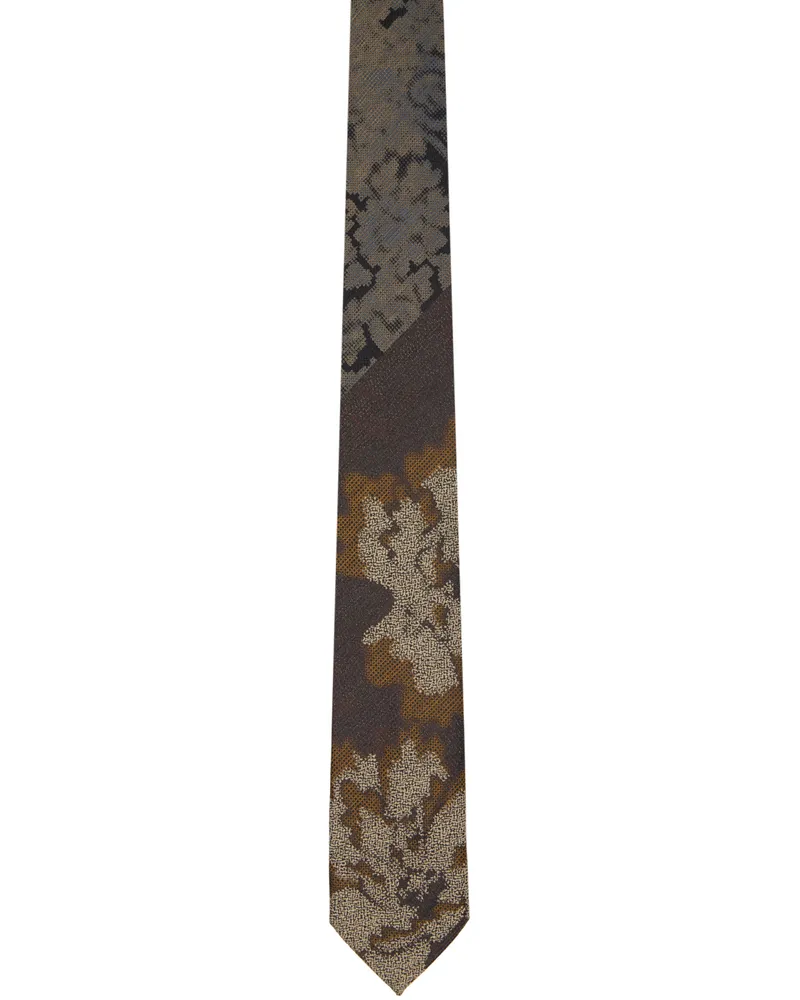 Dries van Noten Brown Printed Tie 703