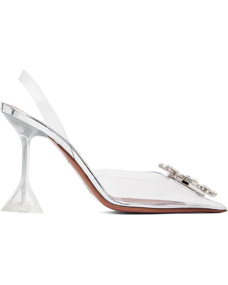 Amina Muaddi Transparent Begum Glass Slingback Heels Transparent