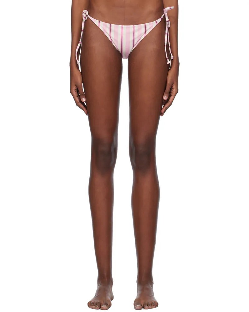 Ganni White & Pink Printed Bikini Bottom 854