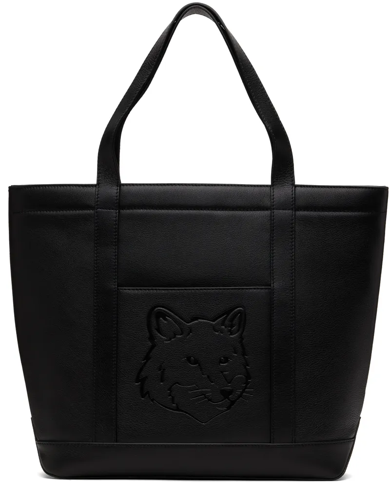 Kitsuné Black Fox Head Leather Medium Tote P199