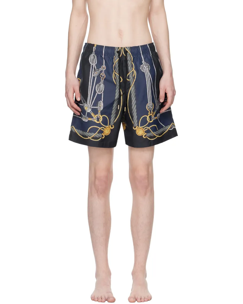 Versace Blue Nautical Swim Shorts 5u170-blue+gold