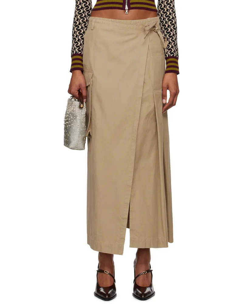 Dries van Noten Beige Kilt Maxi Skirt 103