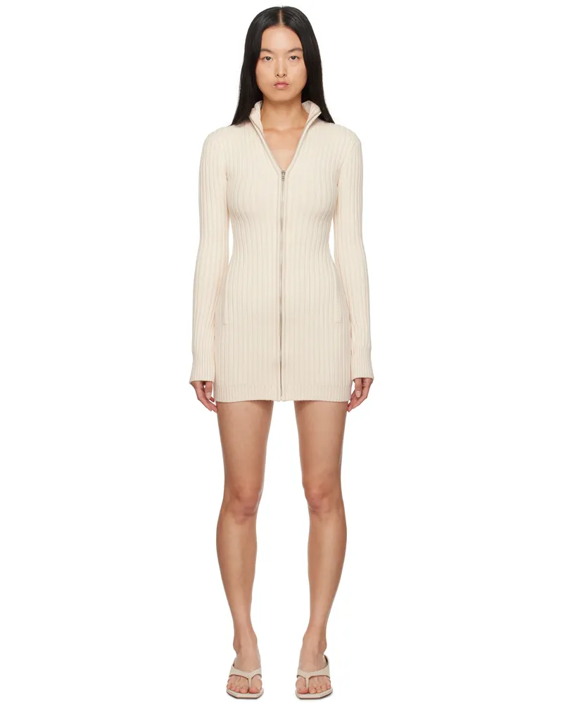 GUIZIO Off-White Nell Zip Up Minidress Ivory