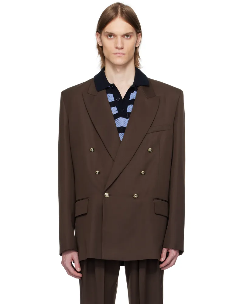Casablanca Paris Brown Wool Double Breasted Blazer Brown
