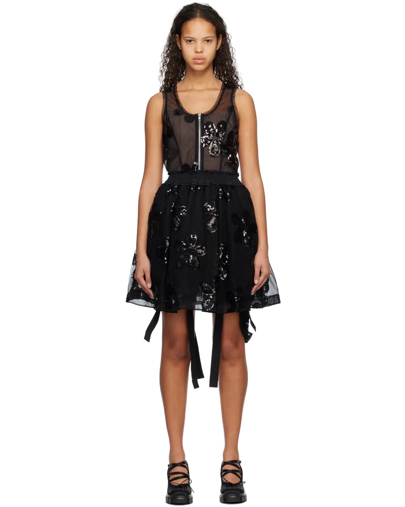 Simone Rocha Black Zip-Up Bodysuit Black