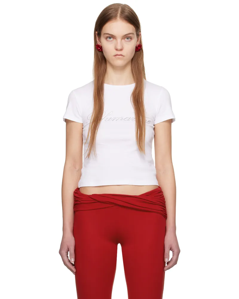 Blumarine White Crystal T-Shirt N0100