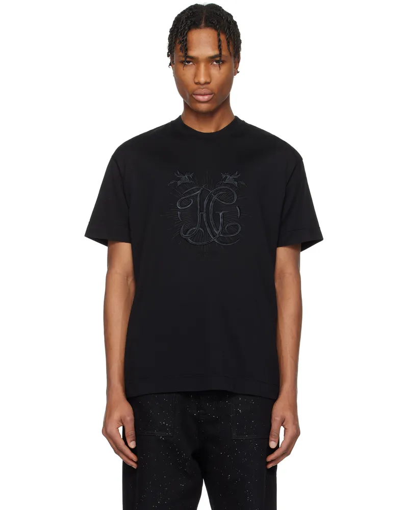 Givenchy Black 'HG' Embroidery T-shirt 001-black